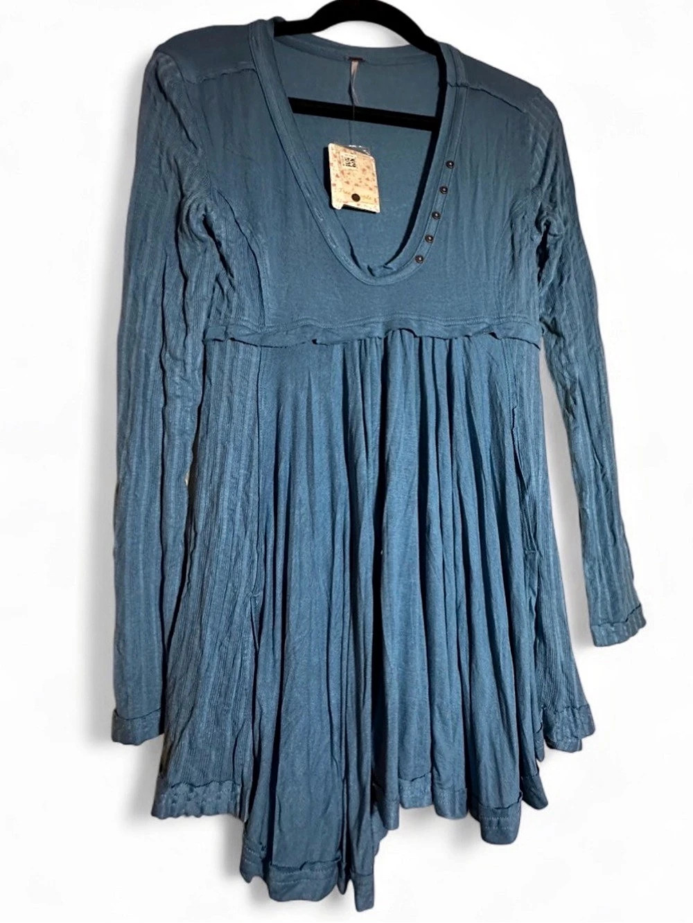 Free People OB1090506 Blue Long Sleeve Tunic Size XS